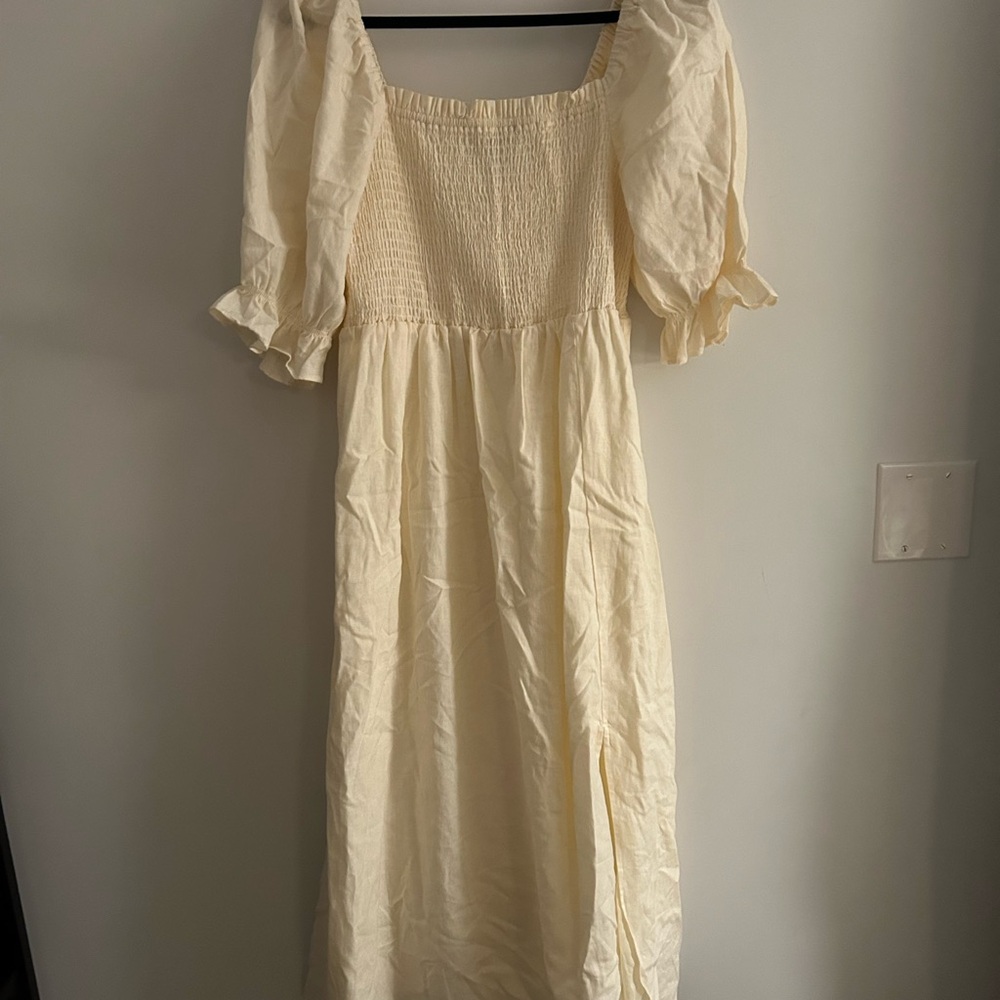 GAP Cream Maxi Dress with Puff Sleeves